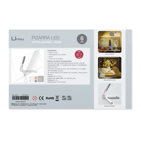 1069 Pizarra Acrílica Transparente LED con So