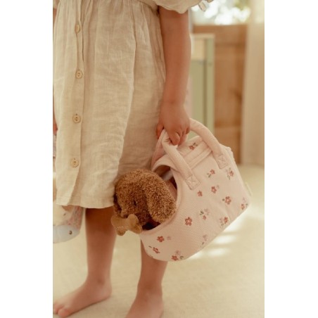 1089 Peluche Cachorro Jackie con Bolsa Floral