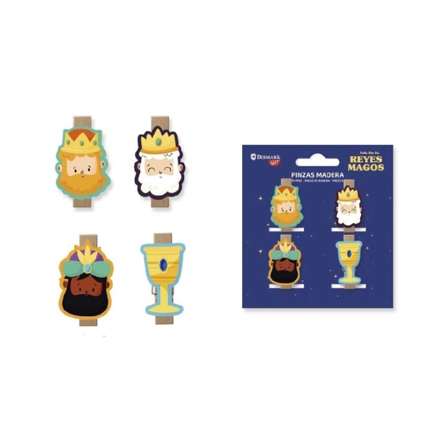 1130 Pinzas de Madera Reyes Magos Pack 4 unid