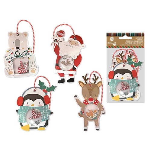 1136 Set 4 Tarjetas Colgantes Navidad con Ado
