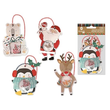 1136 Set 4 Tarjetas Colgantes Navidad con Ado