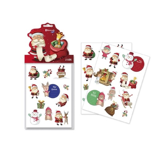 1913 Pegatinas Navidad Papá Noel  2 Hojas