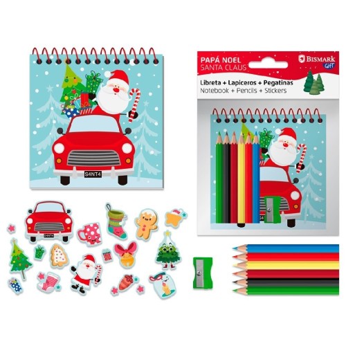 1938 Libreta Papá Noel con Lapiceros de Color