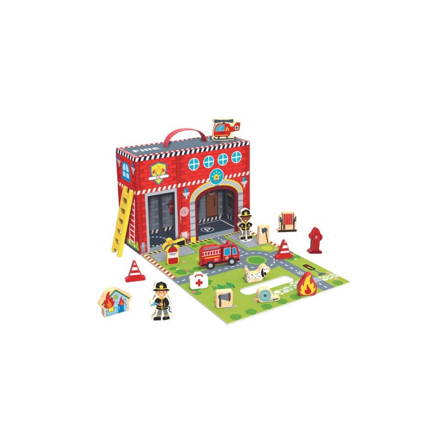 1962 Set de parque de bomberos de madera