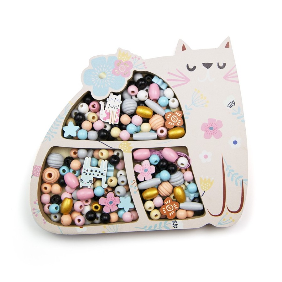 2302 Abalorios de madera gatos