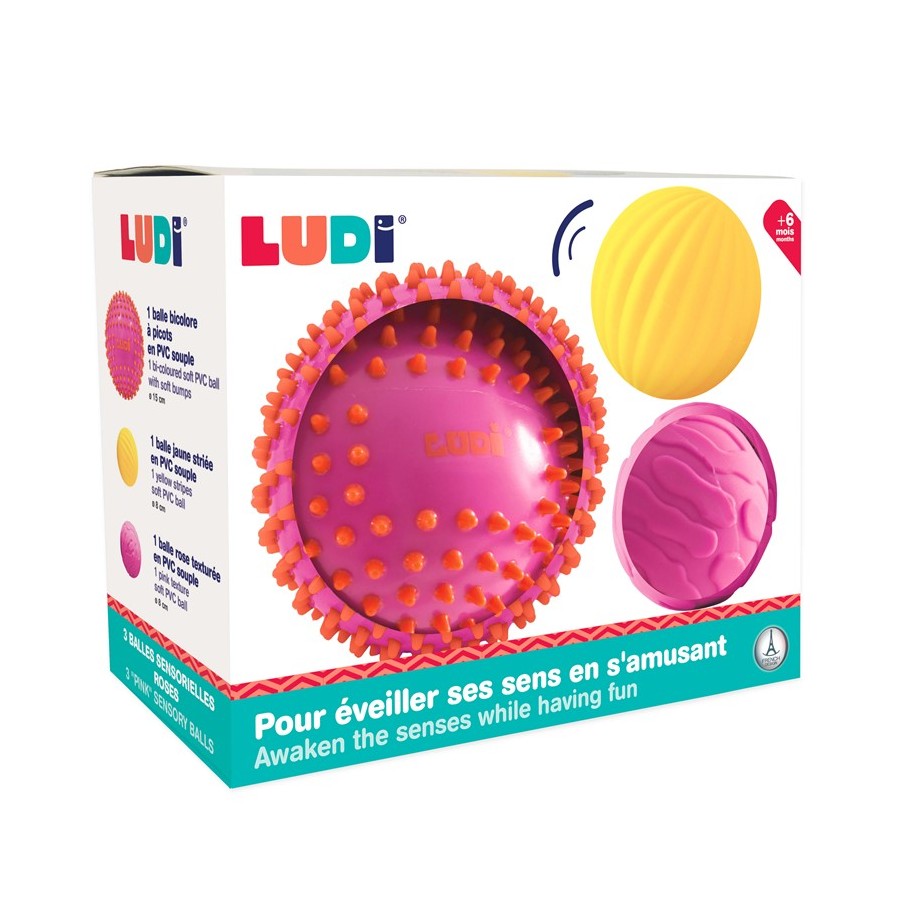 2673 Pelota sensorial bicolor rosa amarillo