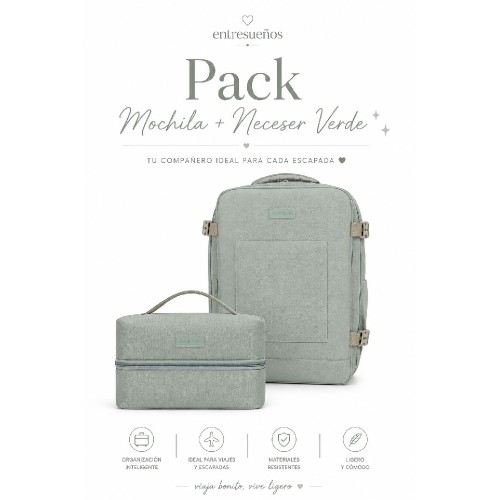 2838 Pack Mochila + Neceser Verde