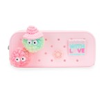 866 Portatodo Silicona Rosa con Pompones